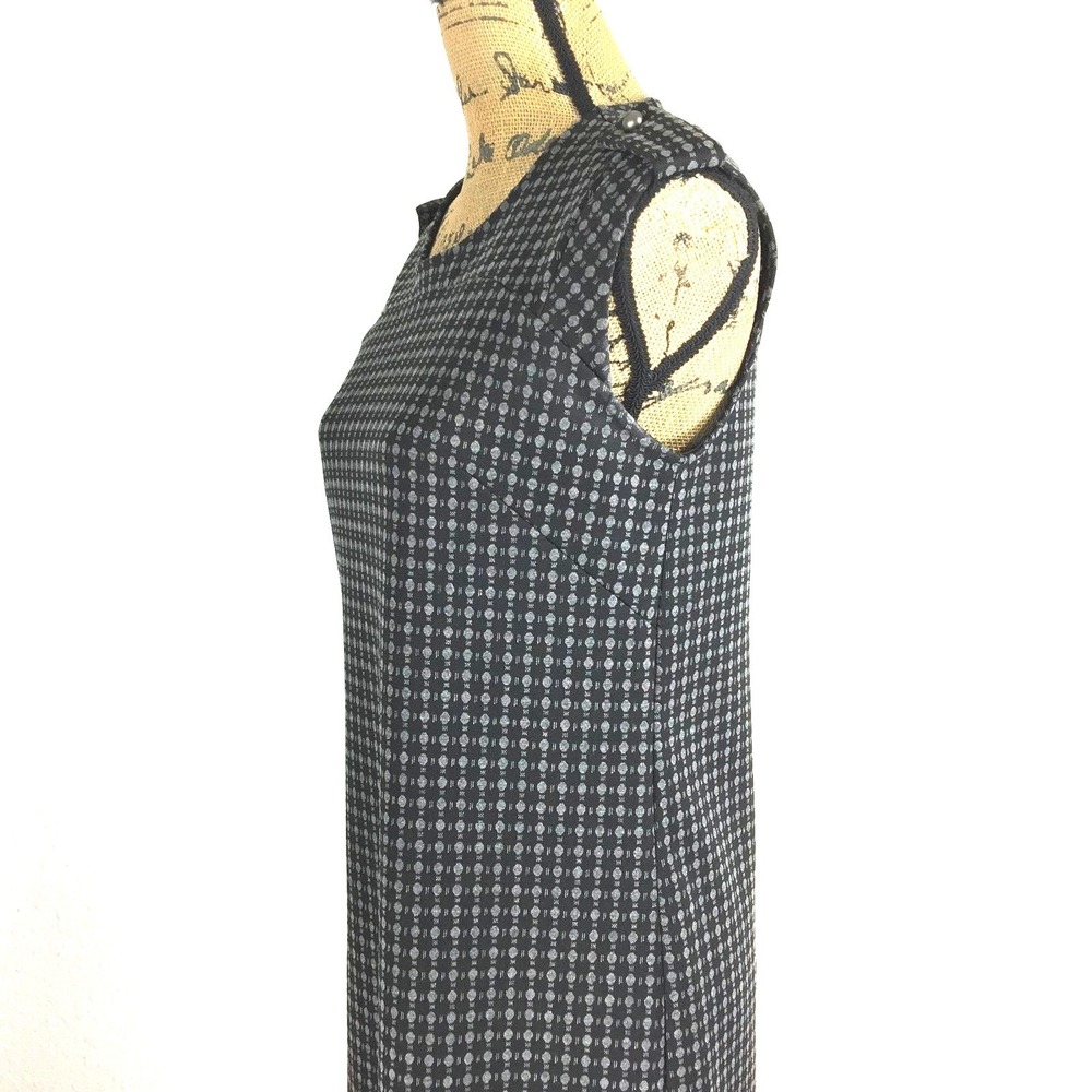 Banana Republic Dress 8P Black Gray Polka Dot Knit Tab Shoulder Cap Sl Casual - Picture 3 of 7